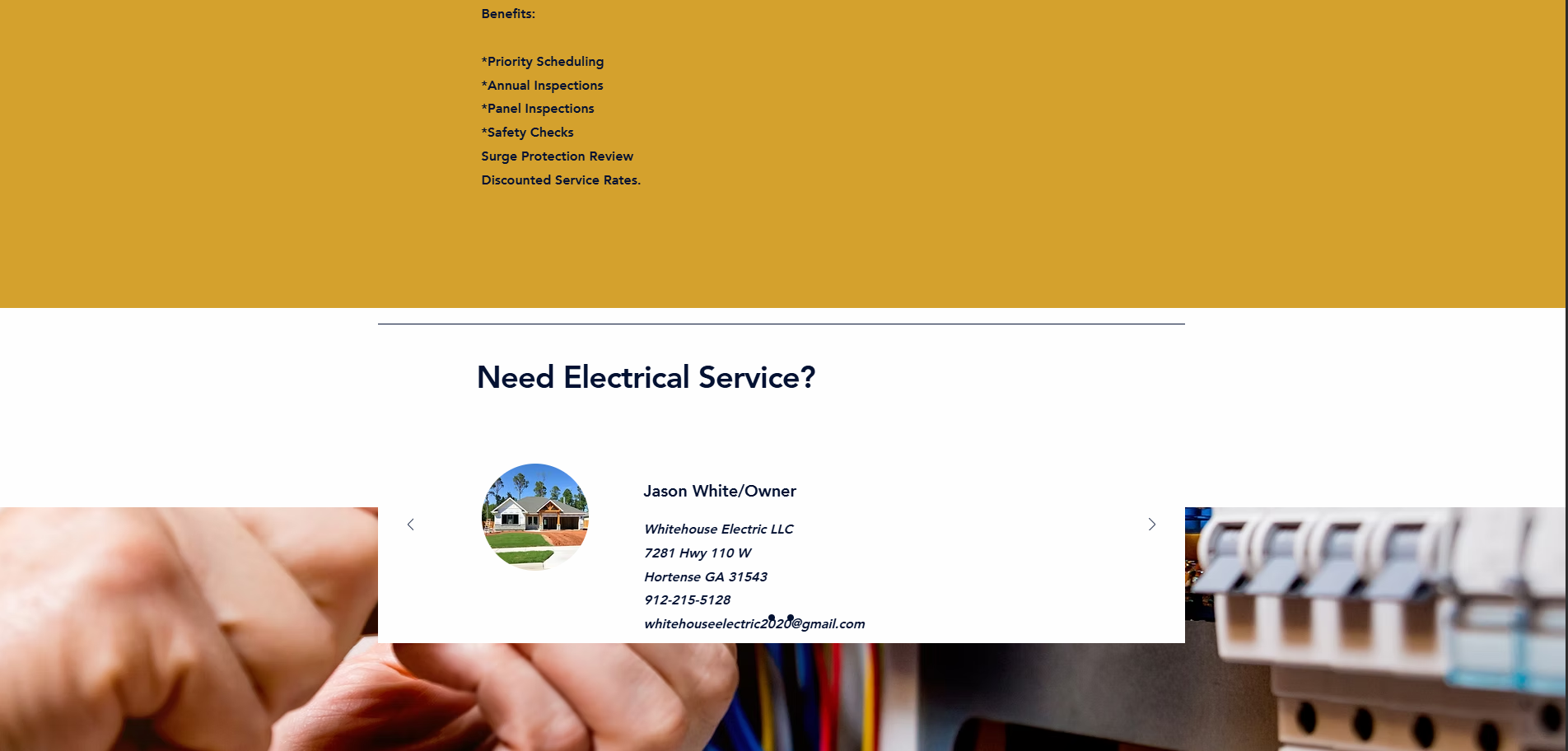 Whitehouse Electric Services page — before redesign
