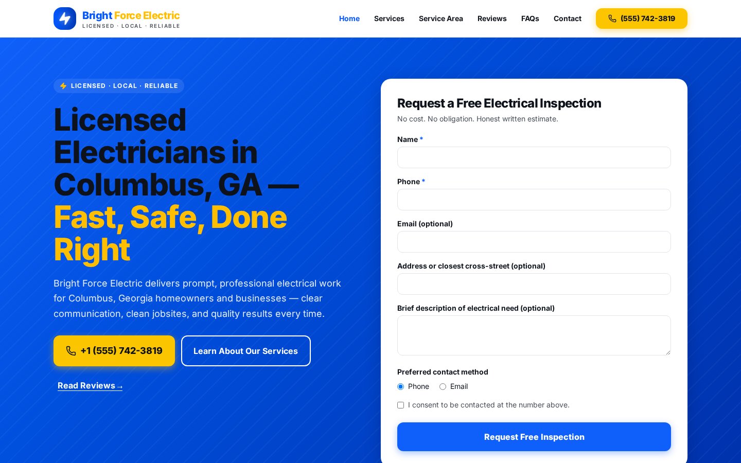 BrightForce Electric website screenshot