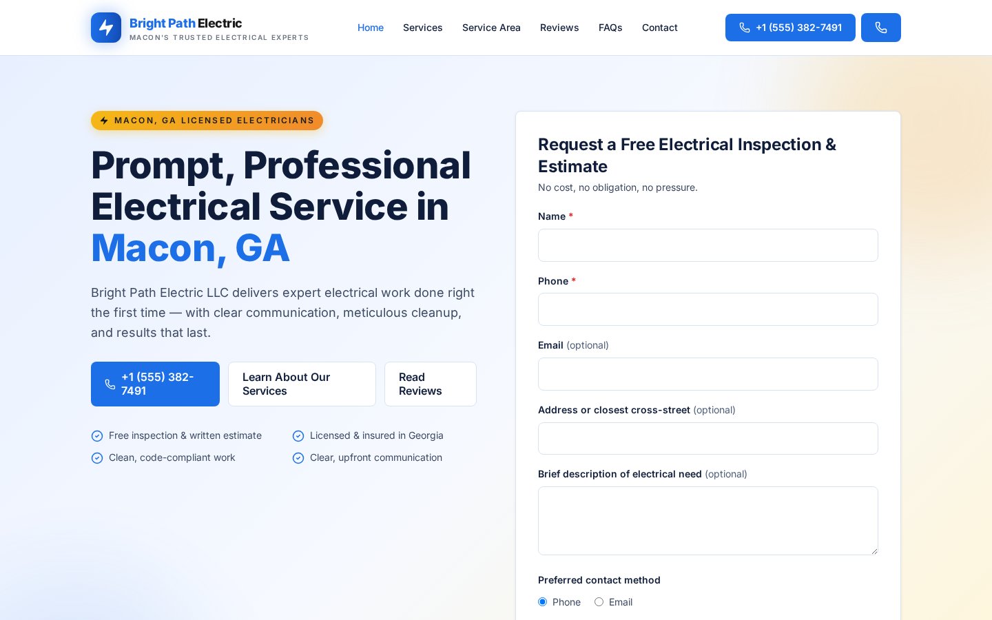 BrightPath Electric website screenshot