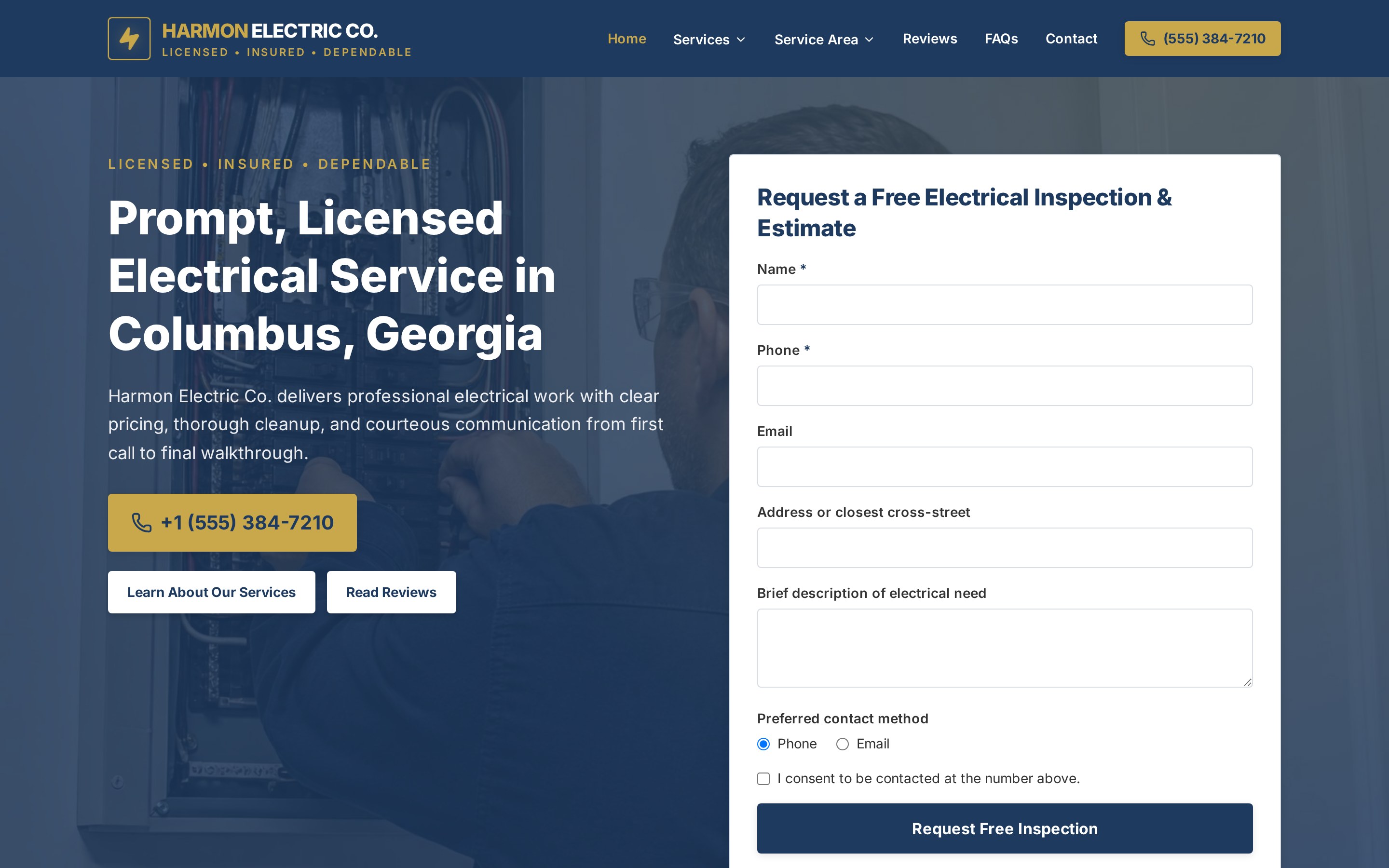 Harmon Electric website mockup