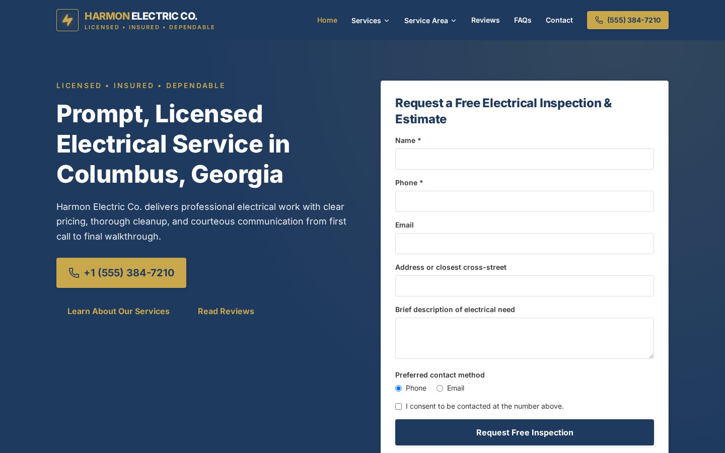 Harmon Electric website screenshot