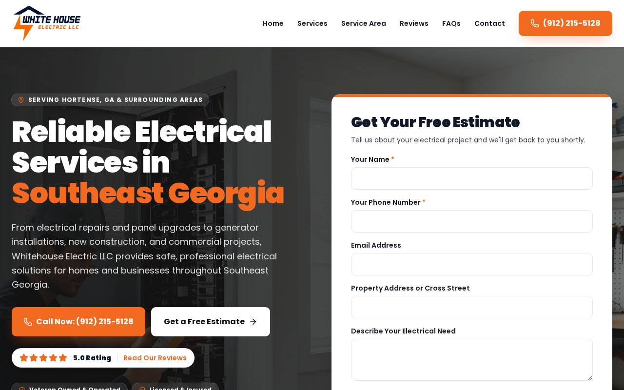 Whitehouse Electric LLC website mockup